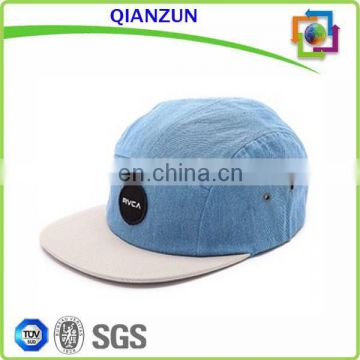 QianZun Hot Sale 5 Panel Flat Brim Camp Cap With Woven Lable Logo