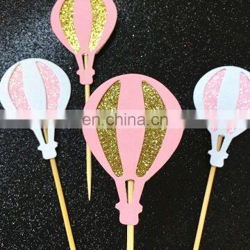 Newest Pink Balloon Glitter Cupcake Topper Birthday Wedding Cake Decorations photo-3