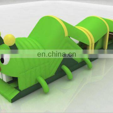 2014 high quality new design giant Inflatable green caterpillar obstacle course for sale