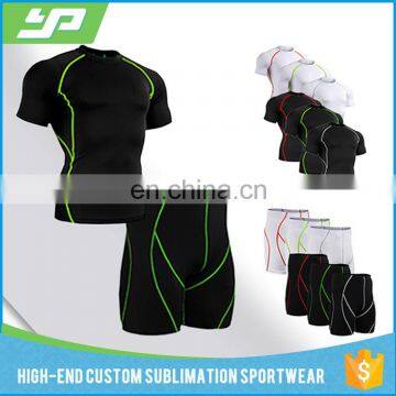 Custom blank fitness wear short Sleeve Training Clothing gym wear compression tights rash guard swim