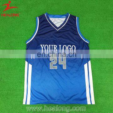 Healong Design Custom Double Mesh Wholesale Reversible 100% Polyester Basketball Jerseys Uniform