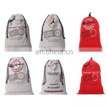 custom canvas chrismas drawstring bag cheap price wholesale santa sacks