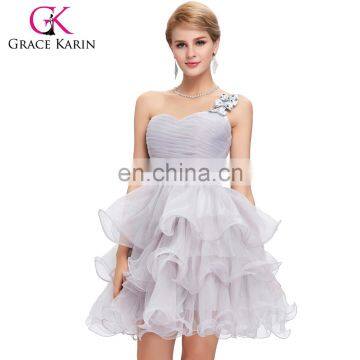 2015 Grace Karin new design sexy Sweetheart One Shoulder Design Organza Crystal Cocktail Dresses CL4589-3