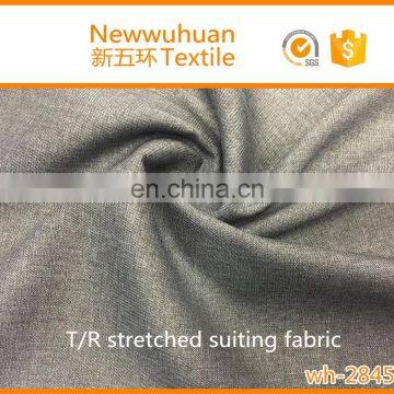 shaoxing factory 2017 new design TR stretched suiting fabric with spandex,wh-2845