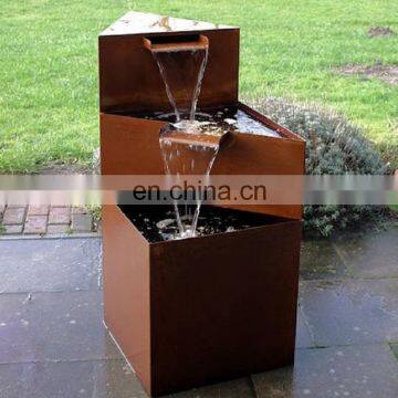 Decorative weathered CORTEN steel garden water fountain design