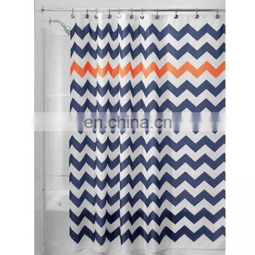 Blue and Orange Color Home and Hotel Used Digital Printed Shower Curtain