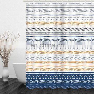 I@home China Modern Custom Made Designer Bathroom Waterproof Stripe Boho Shower Curtain Hotel