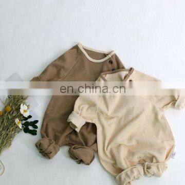 ins autumn Korean version 20 infant boys and girls waffle comfortable simple one-piece baby long-sleeved romper romper