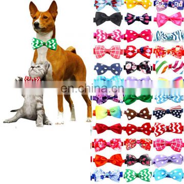 Fashion skin-friendly polyester simple pattern pet dog bow tie collar adjustable