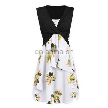 EBay Explosion Models Women's European and American New Fashion Printed Dress Vest Sling Two-piece Large Size Women's Clothing photo-4