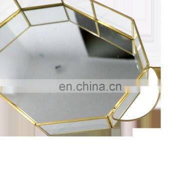 Copper Frame Mirror Jewelry Tray With Handles photo-2