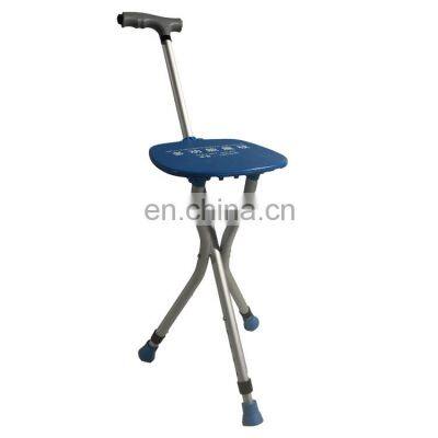 Polyester fiber handle aluminum folding walking stick chair seat fashionable walking stick for elderly