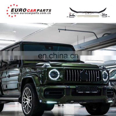 2020 G class W464 G63 front lip for w464 w463A G63 to B style front skirt with LED lights and B logo  w464 G63 front spoiler