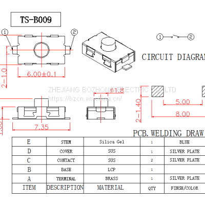 Factory Direct Sale BZCN TS-B009-1 Hot Sale High Quality Tact Switch photo-3
