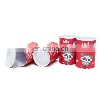 Custom T-shirt Packaging Round Paper Can with Tin Bottom and Tin Plug Bio-friendly T-shirt Paper Tube