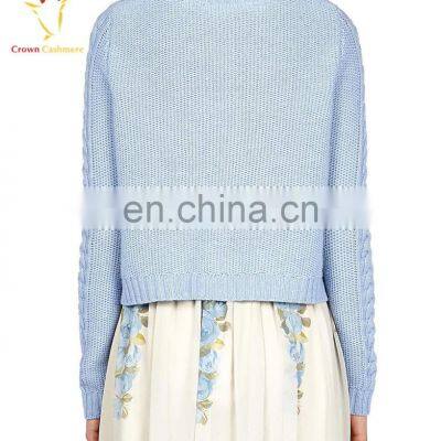 Women Knitted Cashmere Wool Cable Pullover Sweater photo-3