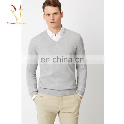 Classic V Neck Kashmir Gray Pullover for Men