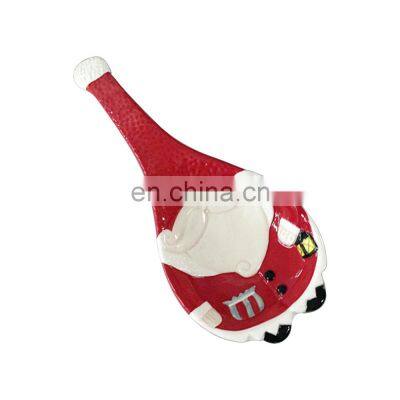 christmas santa claus kitchen ceramic serving spoon rest holder