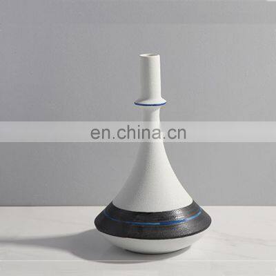 Narrow Mouth Nordic Creative Ceramic Decoration Home Black White Matt Porcelain Vase For Flower photo-4