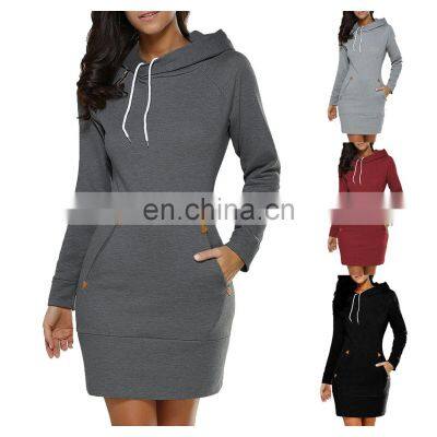 2021 Fashion Hoody Sweater Dress Letter Print Casual Sweater Dress With Hoodie Plus Size Pullover Sweatshirt Dress Women