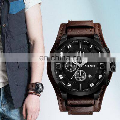 Skmei 9165 Custom Luxury Watches Men Brand Price Leather Quartz Movement Watch