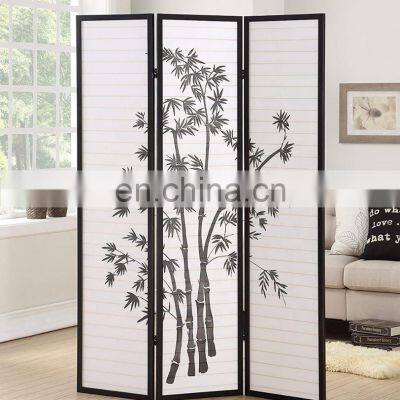 3 Panel Black Oriental Shoji Room Divider Screen