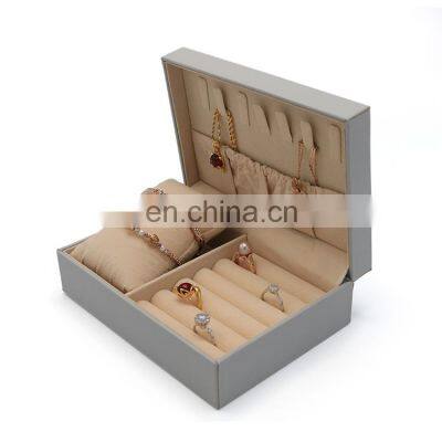 Hot Style Hight Quality Multi-functional Dark Grey Color PU Leather Jewelry Storage Box