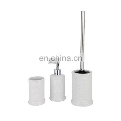 White ceramic bathroom accessories 3 pcs bathroom accessories set for home decor toilet and bathroom set with soap dispenser