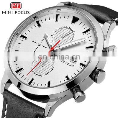 MINI FOCUS MF0015G Casual Men Quartz Wrist Watches Analog Calendar Sports Fashion Leather Man watch