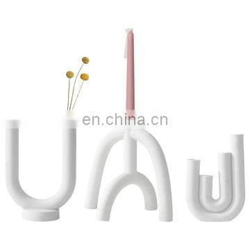 Wholesale Nordic Photo Props Wedding Decoration Candlestick Mumluk Plain Ceramic Candle Holder For Home Decor photo-4