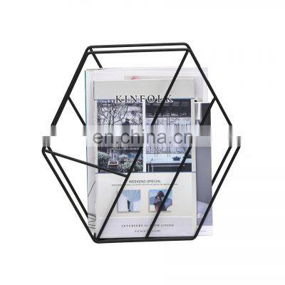 Metal Iron Wire Newspaper Bookcase Wholesale Bookshelf Trending 6 Slot Triangle Shape Desktop Magazine File Holder FOB Reference