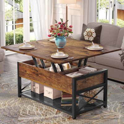 Coffee table with storage living room floor-to-ceiling storage cabinets