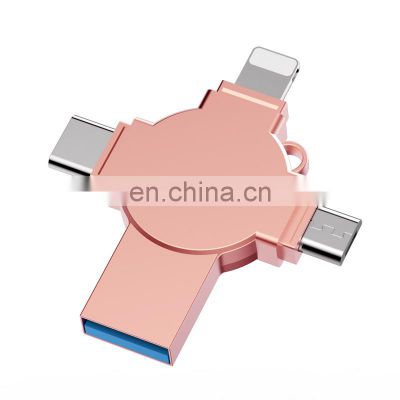 Custom Usb 8gb 16gb 32gb 64gb 4 In 1 Usb C Pendrive 3.0 2.0 128gb Flash Memory 4 In 1 Otg Usb Flash Drive