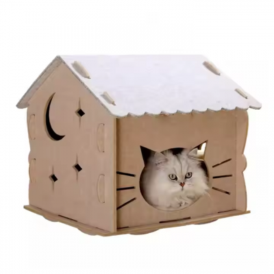 Meow Love Fully Enclosed Winter Warm Four Seasons Universal Cat Nest Villa Felt House Bed