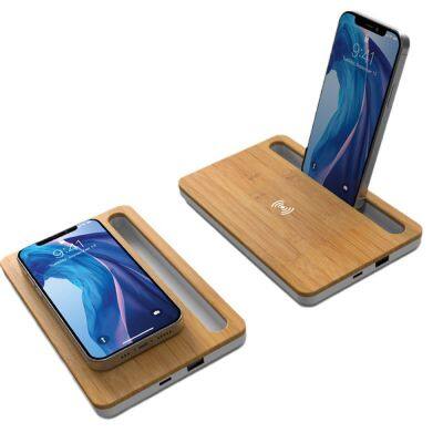 Bamboo woodencordless Charger Stand Fast Charging and Multi-Function Phone Holder Portable wireless USB Type-C Port charger