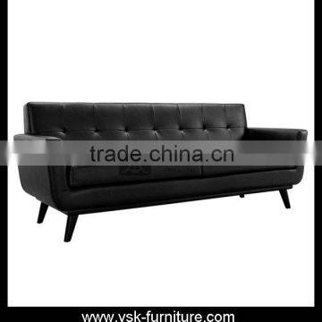 SF-198 High Quality Modern Faux Black PU Leather Sofa