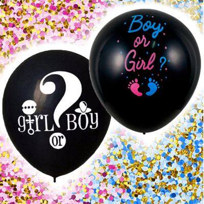 Hot 36inch Latex Black Balloon Gold Blue pink Confetti Baby Boy Girl Balloon White Custom Gender Reveal Balloons