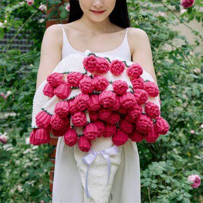 PINK CARNATIONS ROSE CROCHET FLOWER BOUQUET BLANKET photo-3