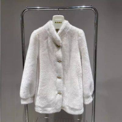 Mid-length Eco-friendly Fur One-piece Coat for Women's European Station Winter New Warm Faux Mink Coat photo-2