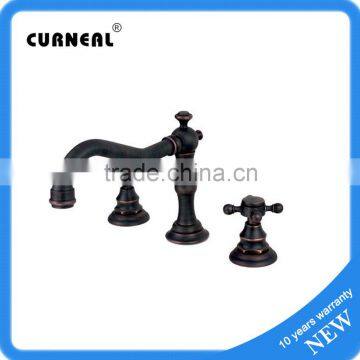 Cross Handles Black Color Oil Rubbed Bronze Three Holes Two Handles Bathroom Sink Faucet Roman Tub Faucets Bathtub Mixer Taps