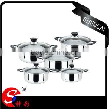 cookware set handle milk pot/ stainless steel saucepan with glass lid