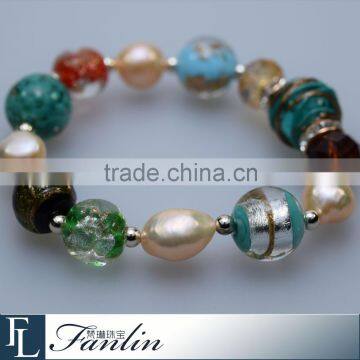 fashion multi-color freshwater pearl bracelet