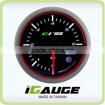 52mm 3 colors LED display auto gauge with warning and peak recall function Electrical Fuel Pressure Gauge