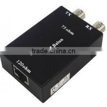 Black 75 Ohm Coax to 120 Ohm Twisted 2 BNC to RJ45 E1 Balun Converter