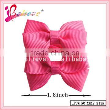 Handmade grosgrain ribbon bow baby girls fancy flat hair elastic