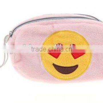 Cheap emoji pencil case for free sample/hot saling plush emoji pencil case