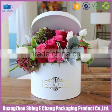 DR.BOX fancy product cardboard printing luxury customized round flower box with ribbon hands