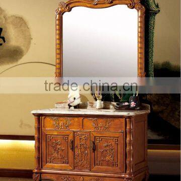 2015 New design hot selling waterproof luxury solid wood floor standing bathroom cabinet