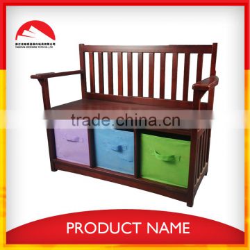 brown wooden bench with storage box,wooden bench with back for kids