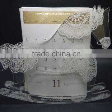 custom hot sale hobbyhorse/rocking horse shape acrylic table calendar card display holder